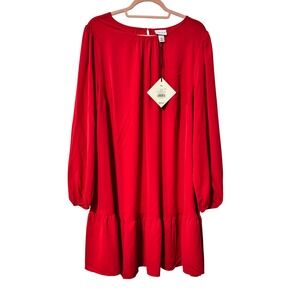 Ava & Viv Red Long Sleeve Tiered Ruffle Mini Dress Plus Size XXL New With Tags